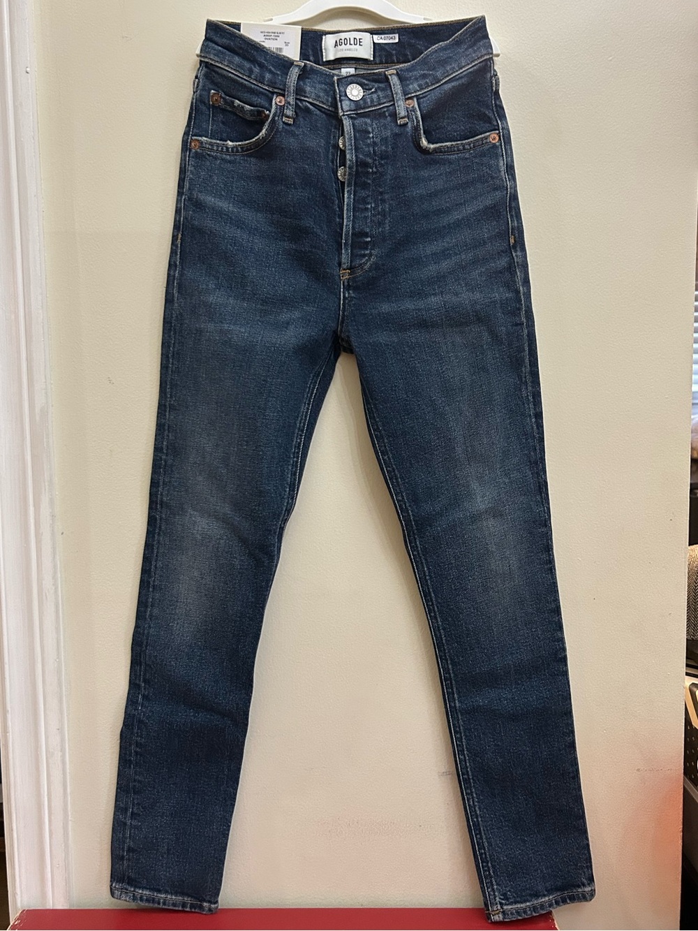AGOLDE Nico High-Rise Slim Fit Jeans - Dark Blue Denim 23